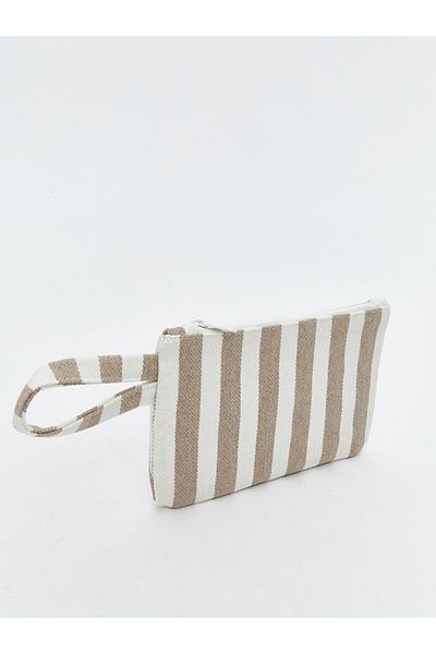 LC Waikiki Blue Striped Linen Portfolio Bag