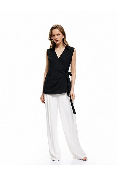 Koton New Season Sleeveless Side Tie Detailed Double Breasted Shirt