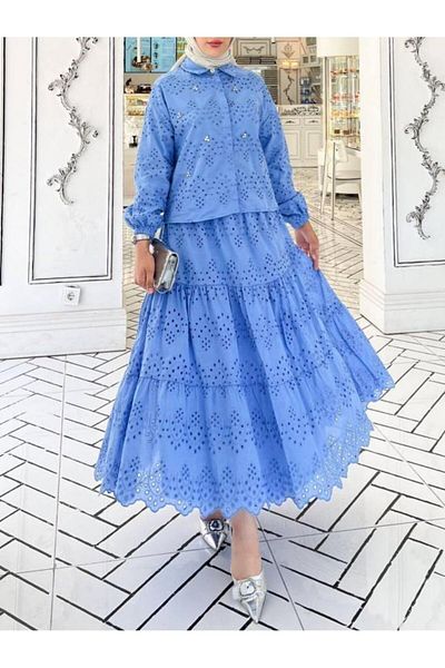 MACMODA Scalloped Detailed Skirt Set