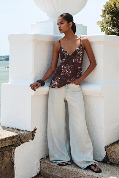 Pull & Bear Düşük bel geniş paça jean