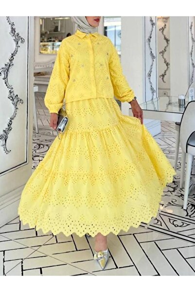 MACMODA Scalloped Detailed Skirt Set