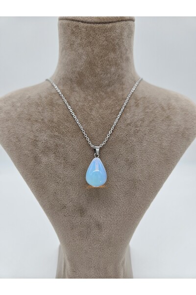 Natural Stone Opal Stone Drop Cut Necklace