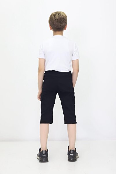 RAPİDO LİFE Boy's Light Blue Cargo Pocket Modern Linen Capri with Rope Detail Suitable for Summer Daily Use