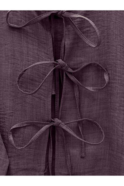 MACMODA Linen Suit with Lace-Up Front and Elastic Waist Skirt