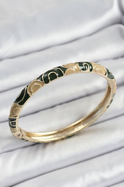 BESKAR Mineli Brass Black and Brown Motif Women's Handcuffs