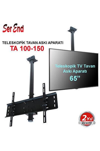 Serend TELESKOPİK TV TAVAN ASKI APARATI - 360 DERECE DÖNÜŞLÜ - Max.65" uyumlu