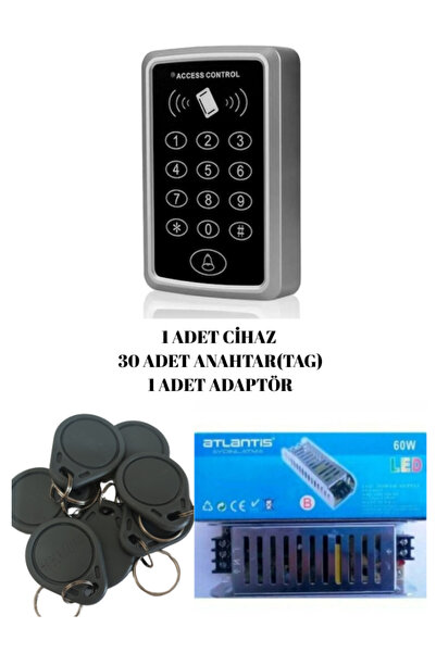 LANSAN Adaptörlü Trafolu (60W)Rfıd Şifreli Kapı Kilidi Seti Cihaz+Adaptör+ 30...
