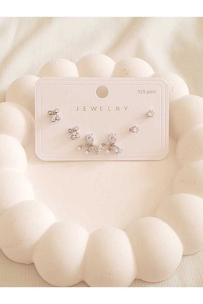bijoux uniques Steel Ribbon Earring Set