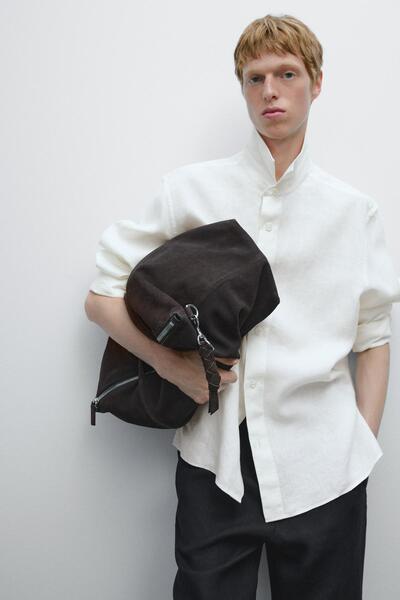 Massimo Dutti Geniş katlı yaka regular fit gömlek