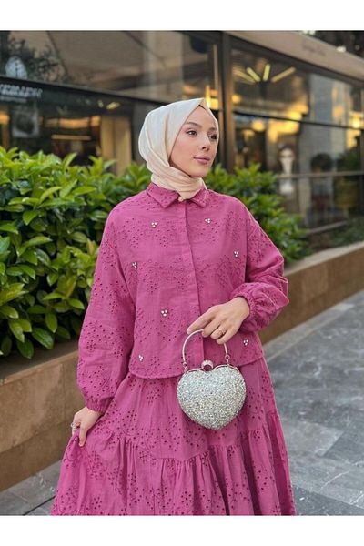 MACMODA Scalloped Detailed Skirt Set