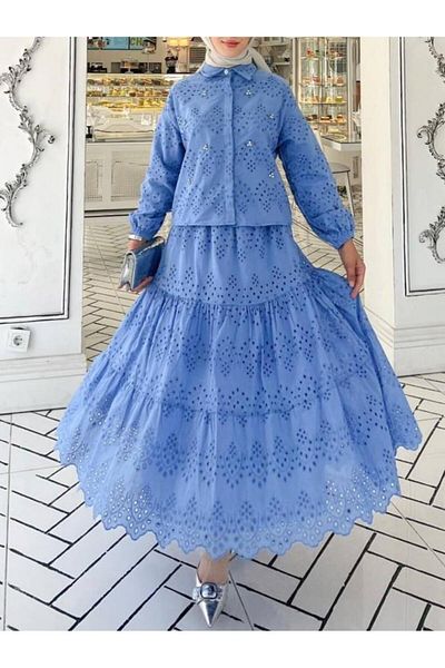 MACMODA Scalloped Detailed Skirt Set