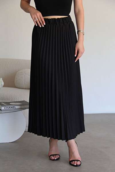 Julidress تنورة مطوية ممتازة بطول متوسط ​​مع حزام مطاطي