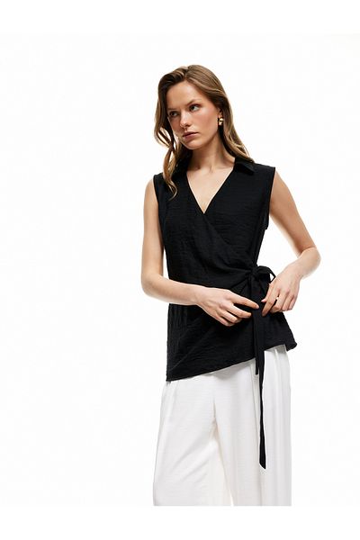 Koton New Season Sleeveless Side Tie Detailed Double Breasted Shirt