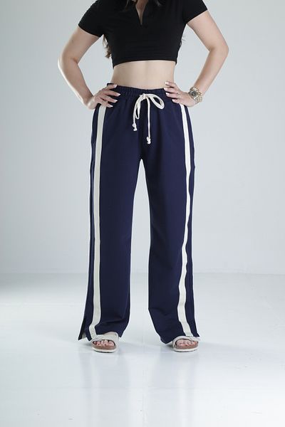 COCOPELLI Navy Blue Oversize Tracksuit with Side Stripe Detail