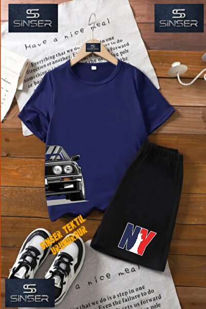 SS SİNSER Tricou cu gât rotund cu imprimeu special pentru copii „CAR BLACK HA...