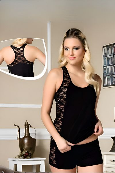 Altınay Women's Lace Tank Top & Shorts Stylish Set - 90% Cotton (Lilitime)
