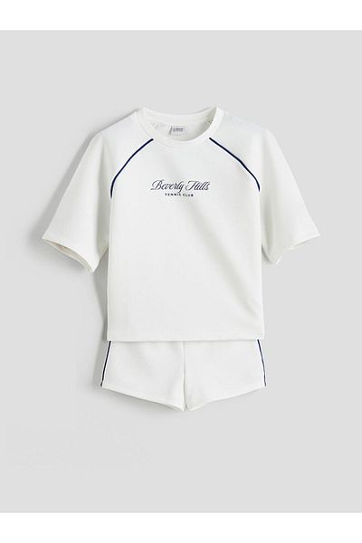 LC Waikiki Crew Neck Soft Touch Girls' T-Shirt and Shorts
