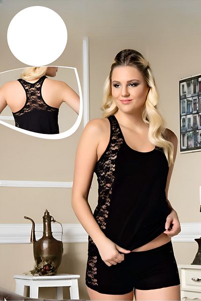 Altınay Women's Lace Detailed Tank Top & Shorts Stylish Set - 90% Cotton (Lilitime)