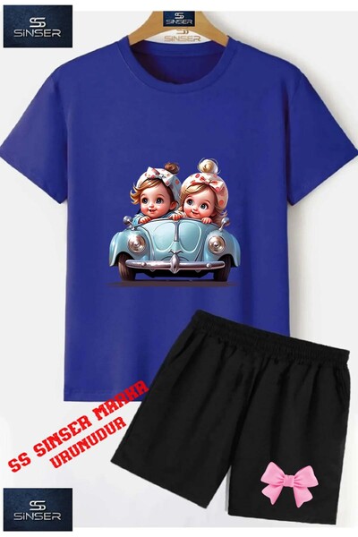 SS SİNSER Tricou cu gât rotund cu imprimeu special pentru copii „CAR 2LI GIRL...