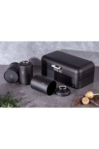 Berlinger Haus Bread box and 3 containers Black Silver Collection Berlinger Haus BH 6754