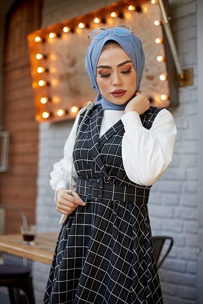 EBRUTESETTÜR Double Gilet Hijab Suit 9244-1 Black