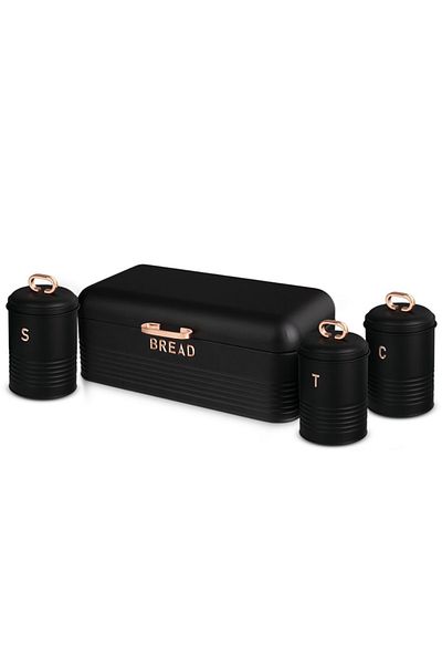 Berlinger Haus Bread Box And 3 Containers Black Rose Collection Bh 6753