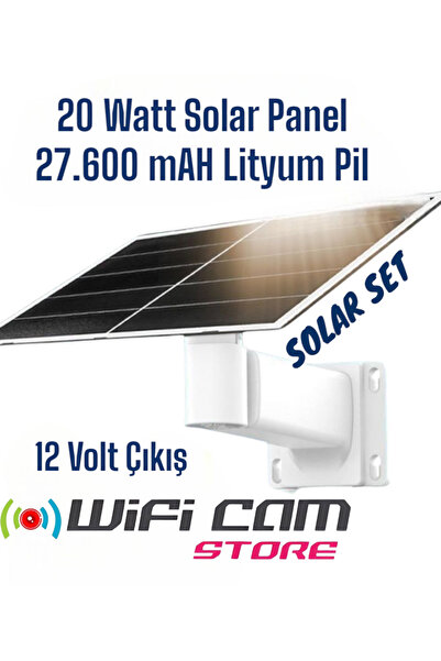 WİFİCAM Lityum Bataryalı Güneş Panel Seti 20 Watt Panel-27.600 Mah Batarya
