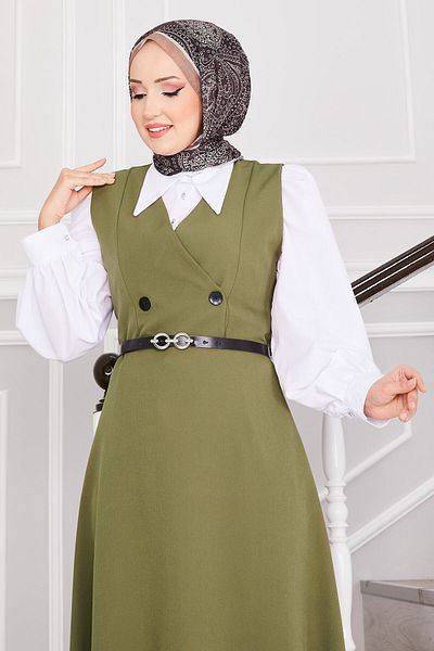 EBRUTESETTÜR Button Detailed Belted Hijab Gilet
