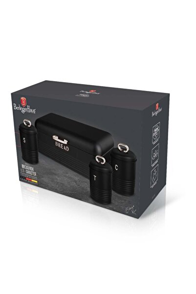 Berlinger Haus Bread box and 3 containers Black Silver Collection Berlinger Haus BH 6754