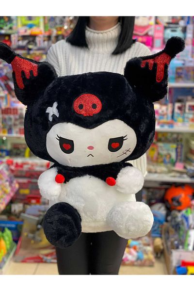 JPT Kuromi from the Hello Kitty (My Melody) Sanrio series with heart eyes 50cm and blanket