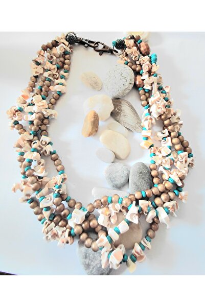 Takuce TAKUCEDEN DENİZ KABUKLARI VE LAPİS KOLYE 160005