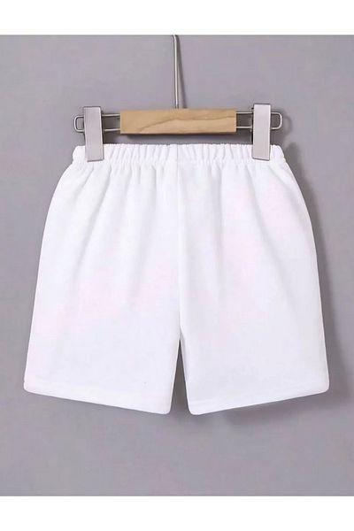 BÜŞRA TEZEL MODA Γυναικείο ελαστικό σορτς με στάμπα - Λευκό