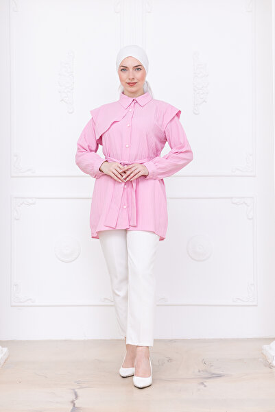 SiSorti Moda Πουκάμισο Hijab με λεπτομέρεια με ζώνη και επωμίδα