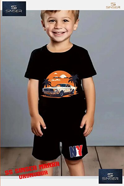 SS SİNSER Παιδικό μπλουζάκι με λαιμόκοψη και στάμπα "car Masteng Orange" - Σε...