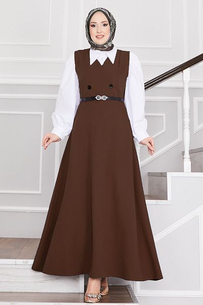EBRUTESETTÜR Button Detailed Belted Hijab Gilet