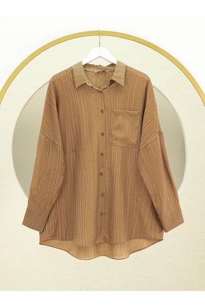 Modamorfo Single Pocket Long Back Casual Shirt - Light Brown