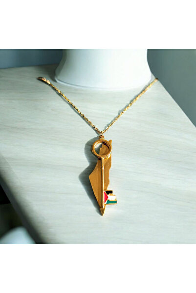 GOOG DESIGN قلادة بتصميم خاص على شكل مفتاح خريطة فلسطين