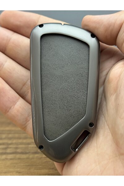 Mavi Keys Husă de protecție pentru telecomandă din piele, metal, compatibilă cu Volkswagen Golf 8, cu 3 butoane, culoare gri