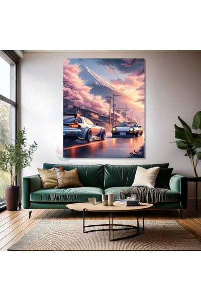Artarilion Under Sakura Tree Car Painting Canvas Design Pictură de perete