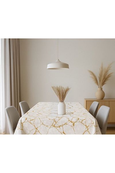 Brava Casa Marmoris Aurea Luxe Tablecloth, 600×140 cm, Anti-Stain, PVC Premium
