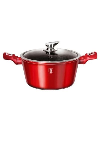 Berlinger Haus Oală marmorată cu capac, 30 cm, linie metalică Burgundy Berlinger Haus BH 6192