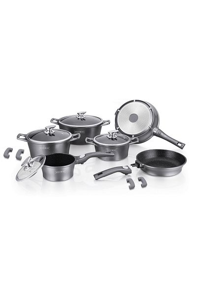 Royalty Line ES 2014M marbled pot set 14 pieces - silver