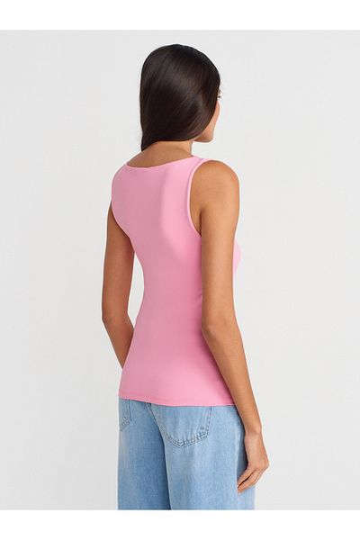 Dilvin 20977 Thick Strap Polyamide Undershirt-Pink