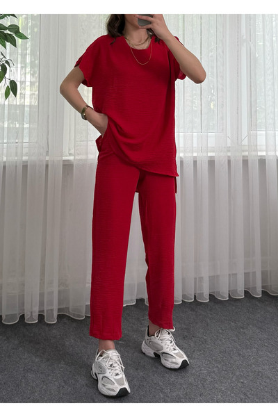 LUVESSE Nisva Kırmızı Paça Pensli Ayrobin Takım