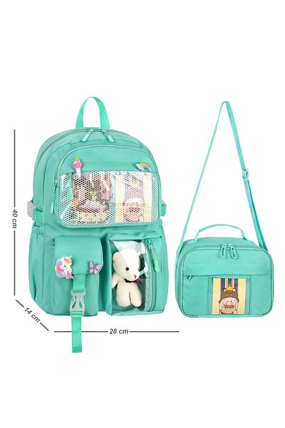 WMİLANO Kawaii Korean Style Elementary School Backpack Girl and Lunchbox Set with Thermos