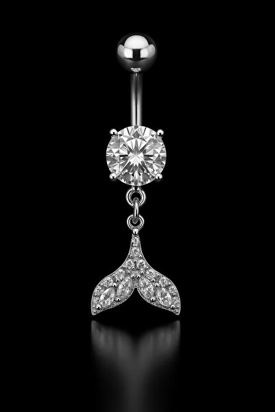 depozoom 316L Cerrahi Çelik Balina Zirkon Göbek piercingi