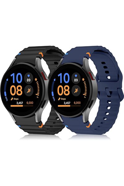 Novatis Samsung Galaxy Watch 4/5/6/7/FE/40/40/44 Classic 42/43/46/47mm Kordon 2'Li Set Spor Silikon Flexible