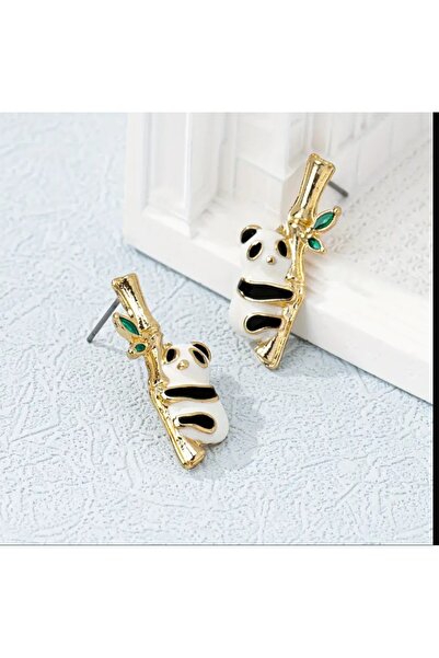 ORGANICYOU QUINGDA Vintage Panda Çivi Küpeler - Günlük Kıyafetler için Sevimli