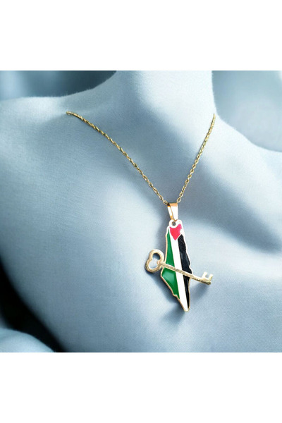 GOOG DESIGN نسخة - قلادة بتصميم خاص على شكل خريطة المسجد الأقصى الفلسطينية