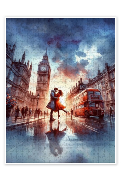 Jeronkarji Love Street, Londra 500 Parça Puzzle Yapboz Şehir Manzara Temalı H...